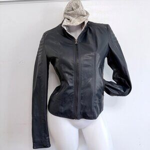 Vintage Bongo Faux Leather Hoodie Jacket Women Size Medium